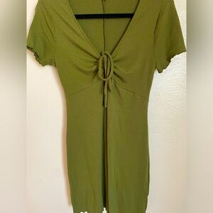 BP Tie Front Green T-Shirt Dress